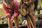 Kinder untersuchen Erde mit Regenwürmern Hexenwasser Thema Erdreich Söll
